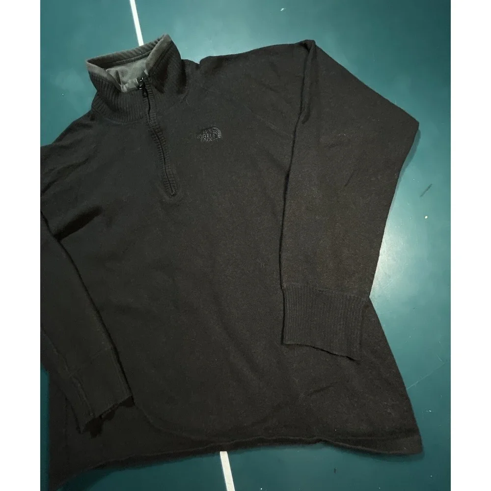 The North Face Sweater Men's Medium Black Wool Cotton‎ Blend 1/4 Zip Mock Next